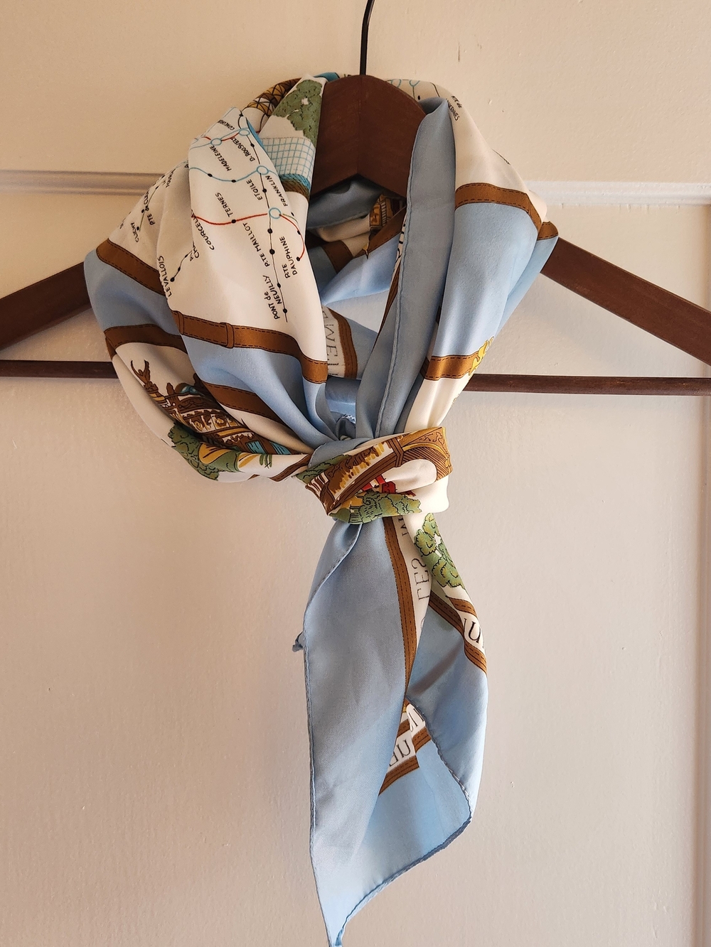 Light Blue & White Paris Printed Scarf